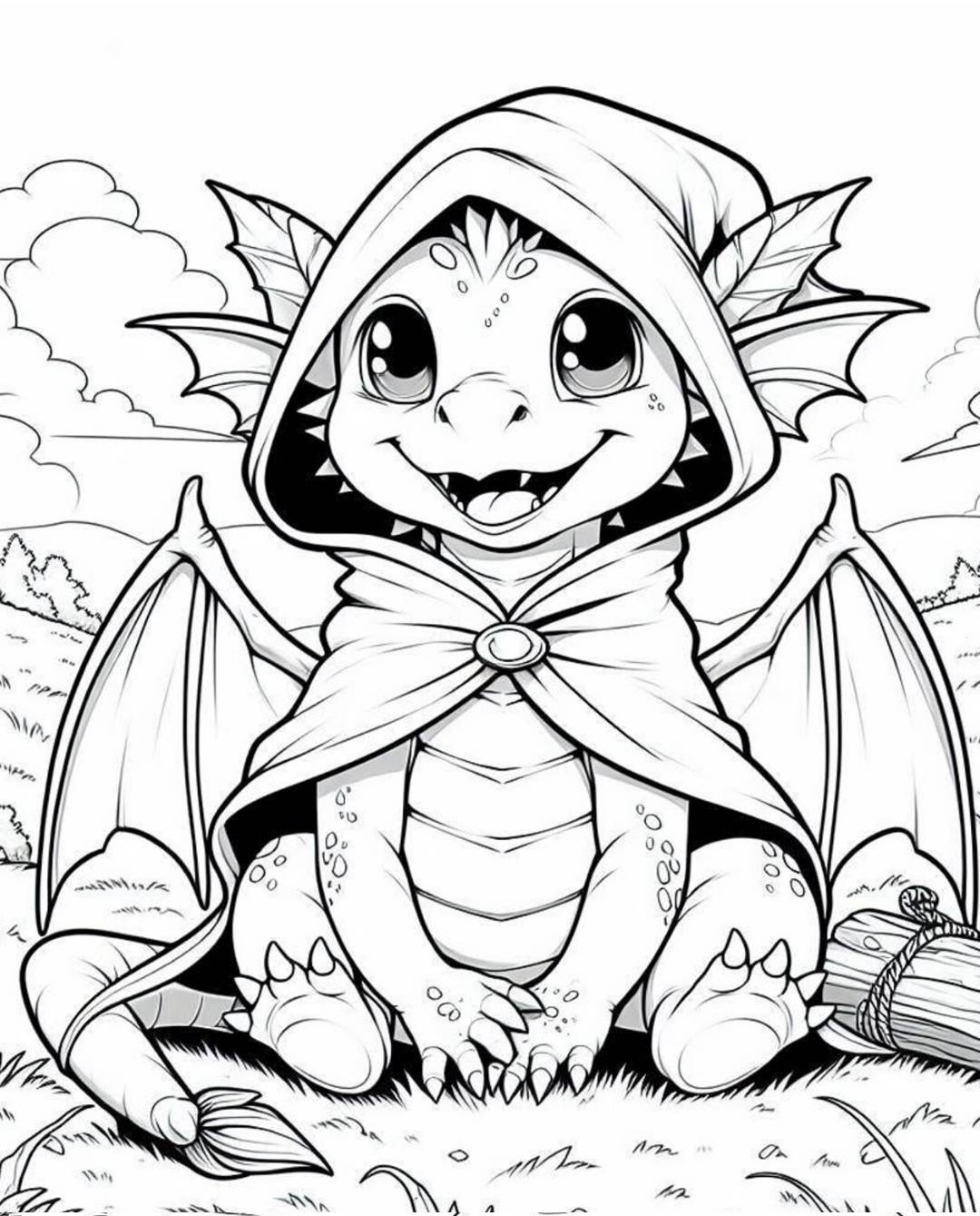 Baby dragon coloring book fun